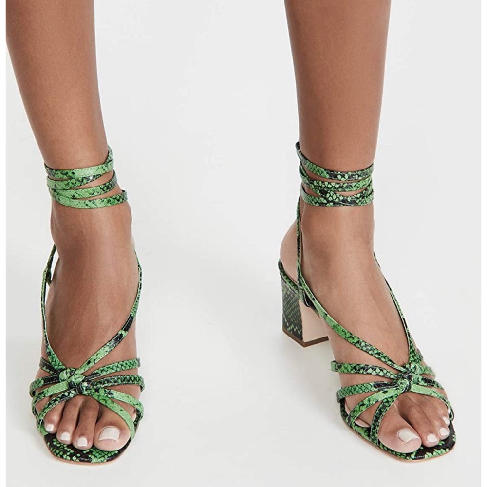 NEW Loeffler Randall Libby Ankle-Wrap Snakeskin Leather Sandal Pump Size 10B